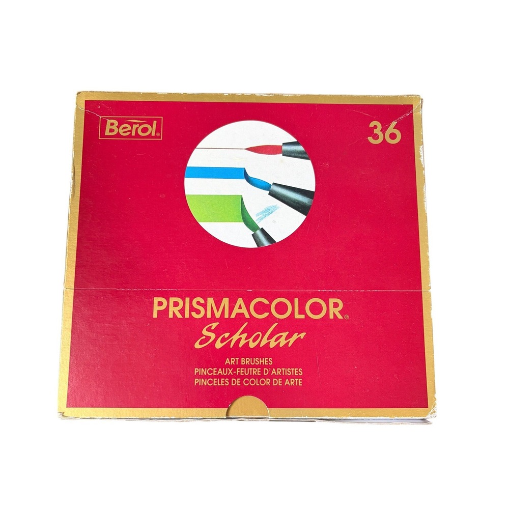 Berol Prismacolor Scholar Art Brushes 36 Count Marker Set Assorted Colors USA